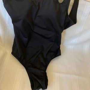 Black one shoulder swimsuit